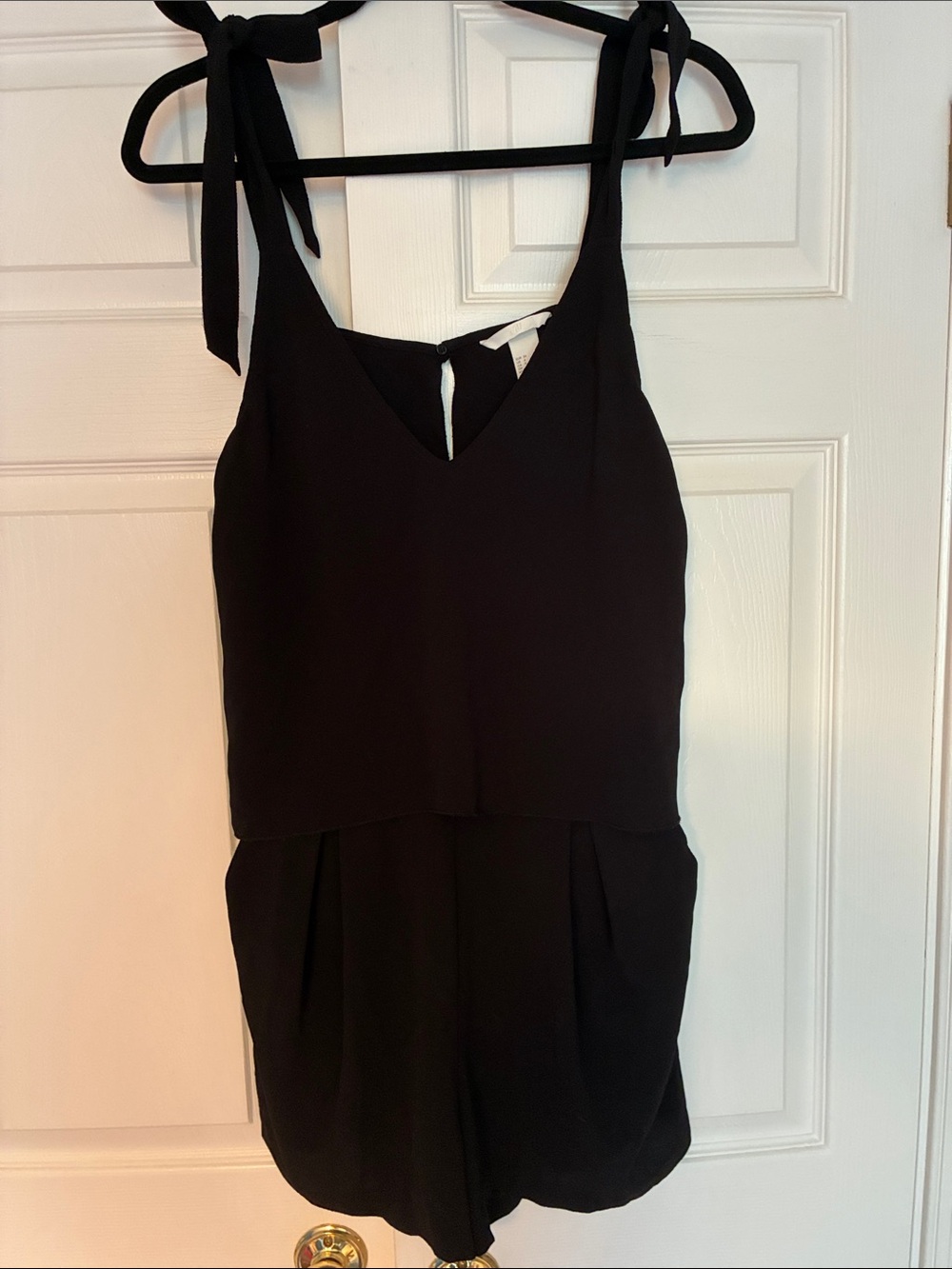 H&M Black Tie-Shoulder Romper, Sz 6